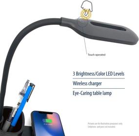 img 3 attached to 🌟 Deke Home Dimmable LED Desk Lamp with Pen Holder, Wireless Charging, and Eye-Caring Table Lights - 3 Brightness Levels, Flexible Rotation, Touch Control, Kids Night Light