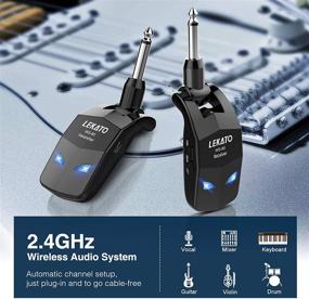 img 3 attached to LEKATO Guitar Wireless Transmitter Receiver - 2.4GHz, 4 Channels, Rechargeable Battery - Ideal for Audio Electric Guitar Bass with 100 Feet Transmission Range