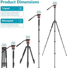 img 3 attached to 📷 Neewer 2-в-1 Алюминиевый сплав Штатив для камеры с моноподом 71,2" / 181 см - Жидкостной гидропатрульная головка - Легкий штатив для зеркальной камеры - Поддержка камер Nikon Canon - Нагрузка до 26,5 фунтов