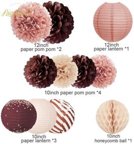 img 2 attached to 🎉 NICROLANDEE Elegant Cinnamon Rose Paper Lanterns and Tissue Pom Pom Party Decorations - 12PCS Perfect for Bridal Shower, Birthday, Bachelorette, Engagement, Anniversary, and Fall Decorations