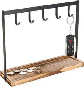 img 4 attached to MyGift 5-Hook Rustic Wood and Metal Tabletop Key Holder and Jewelry Organizer Rack