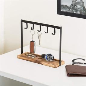 img 2 attached to MyGift 5-Hook Rustic Wood and Metal Tabletop Key Holder and Jewelry Organizer Rack