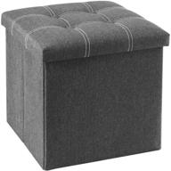 🪑 youdenova 15-inch foldable storage ottoman cube | grey line fabric | padded seat footrest step stool | support 300lbs | ideal for dorms, living rooms logo