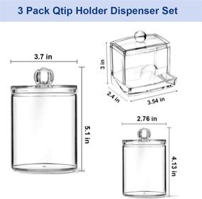 img 2 attached to 3-Pack Cotton Swab Dispenser with Lid - 7/10/20 Oz Qtip Holder and Storage Organizer Canister Apothecary Jars for Cotton Rounds, Bath Salts, Makeup Sponges, and Hair Accessories