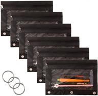 stay organized with the wodison 3-ring pen pencil pouch - clear window stationery bag binder case - classroom organizers 6-pack logo