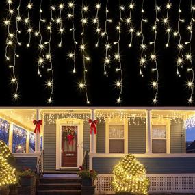 img 4 attached to 🎄 Joliyoou 29.5ft Dripping Window Lights, Christmas Curtain Fairy Lights with 360 LEDs, 8 Modes and 60 Drops, Indoor Outdoor Xmas Holiday Wedding Party Decorations in Warm White