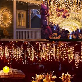 img 2 attached to 🎄 Joliyoou 29.5ft Dripping Window Lights, Christmas Curtain Fairy Lights with 360 LEDs, 8 Modes and 60 Drops, Indoor Outdoor Xmas Holiday Wedding Party Decorations in Warm White