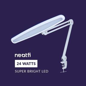 img 3 attached to 💡 Neatfi XL 2,200 Люмен Светодиодная настольная лампа с креплением, 24 Вт, 117 шт. Светодиоды SMD, широкая 23-дюймовая лампа, 4 уровня яркости с возможностью регулировки, заботливая к глазам светодиодная лампа, безопасная отблескивания, регулируемое крепление (белая)