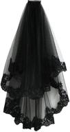 pamor black lace veil: exquisite and stylish cathedral tulle sheer wedding/halloween mantilla veil for brides, complete with comb logo