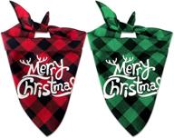 large christmas dog cat bandanas, 2 pack - classic plaid pet bandana triangle bibs kerchief set - dog cat christmas costume accessories decoration logo