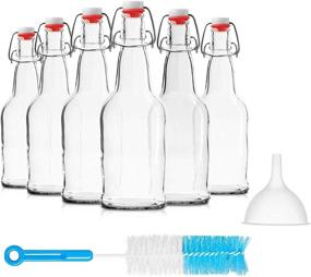 img 4 attached to 16 Oz Empty Beer Bottles by Chef's Star - Swing Top Glass Bottles with Caps 🍻 for Fermentation, Home Brewing Kombucha, Coquito, and More - Set of 6 Clear Fermenting Bottles with Stoppers