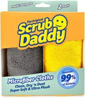 scrub daddy microfiber cleaning cloths - all-purpose towels, highly absorbent, lint-free, streak-free, multi-surface cleaning rags for glass, wood, dusting, shining, and polishing - 2-pack logo