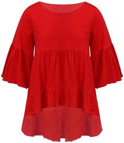 img 4 attached to 👚 Agoky Kids Girls Lace Splice Bell Sleeve Top: Ideal Daily Wear for Spring, Summer & Autumn