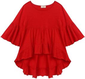 img 2 attached to 👚 Agoky Kids Girls Lace Splice Bell Sleeve Top: Ideal Daily Wear for Spring, Summer & Autumn