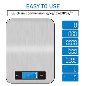 img 1 attached to 🥗 VOTSUPKITDINOK Food Scale 22lbs/10kg: Accurate Digital Kitchen Scale for Cooking and Baking, Precise 1g/0.04oz Graduation, Durable 304 Stainless Steel Tempered Glass Surface - Waterproof and Easy to Clean