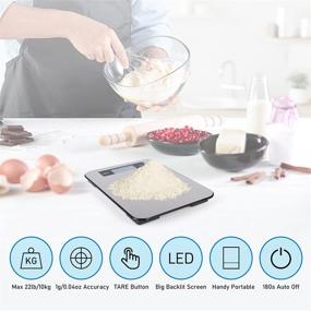 img 2 attached to 🥗 VOTSUPKITDINOK Food Scale 22lbs/10kg: Accurate Digital Kitchen Scale for Cooking and Baking, Precise 1g/0.04oz Graduation, Durable 304 Stainless Steel Tempered Glass Surface - Waterproof and Easy to Clean