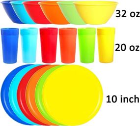 img 2 attached to Youngever 18 Piece Plastic Dinnerware Assorted: Stylish & Durable Tableware Set