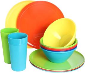 img 4 attached to Youngever 18 Piece Plastic Dinnerware Assorted: Stylish & Durable Tableware Set