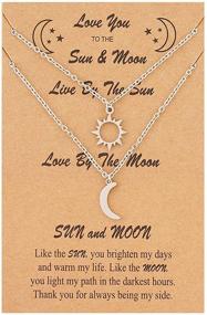 img 4 attached to Stainless Steel Sun and Moon Pendant Evil Eye Friendship Necklace Set - Colorful Bling Shell Design, Perfect Couple Distance Matching Jewelry with Message Card, Ideal Valentine's Day Gifts for Boyfriend and Girlfriend