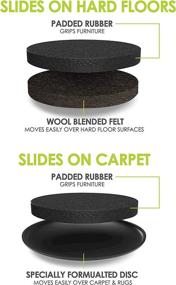 img 3 attached to Slipstick Premium Furniture Sliders (16 Piece Moving Kit) - Reusable 3.5” Round Furniture Movers for Sliding Furniture on All Floor Surfaces, Including Hardwood & Carpet - Black, CB13-1-16