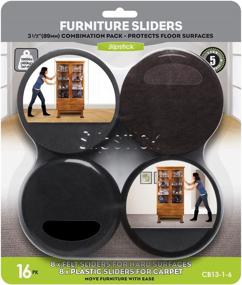 img 4 attached to Slipstick Premium Furniture Sliders (16 Piece Moving Kit) - Reusable 3.5” Round Furniture Movers for Sliding Furniture on All Floor Surfaces, Including Hardwood & Carpet - Black, CB13-1-16