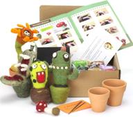 woolbuddy needle felting cactus kit - make 4+ cacti with clay pots, foam mat, needles, colored wool, and instructions - ideal for arts and crafts enthusiasts and beginners logo