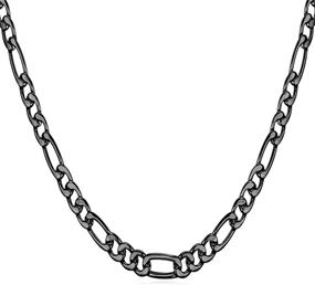 img 4 attached to U7 Итальянский стиль плоского звена ожерелье для мужчин и женщин - стальная цепь Фигаро, ширина 3мм-12мм, длина от 16 до 32 дюймов, в подарочной упаковке.
