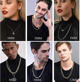 img 3 attached to U7 Italian Style Flat Link Necklace for Men and Women - Stainless Steel Figaro Chain, Width 3mm-12mm, Length 16 Inch to 32 Inch, Gift Box Included