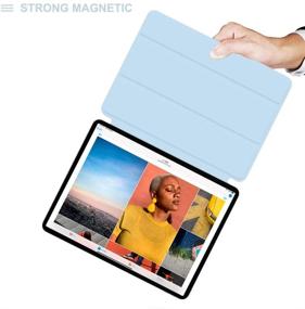 img 2 attached to 📱 Aoub Case for iPad Pro 11 2021 & 2020 & 2018: Rebound Magnetic Attachment Smart Cover in Light Blue [Supports Pencil Pairing & Charging, Slim Lightweight Trifold Stand]