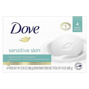 img 4 attached to 🧼 (4-Pack) Dove Unscented Beauty Soap Bar: Sensitive Skin, Hypoallergenic & Fragrance Free. With 25% Moisturizing Lotion & Cream! Ideal for Hands, Face, and Body! Each Bar 3.5oz.