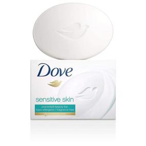 img 3 attached to 🧼 (4-Pack) Dove Unscented Beauty Soap Bar: Sensitive Skin, Hypoallergenic & Fragrance Free. With 25% Moisturizing Lotion & Cream! Ideal for Hands, Face, and Body! Each Bar 3.5oz.