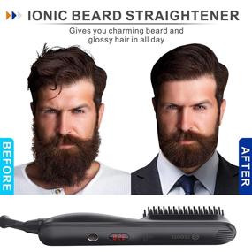 img 3 attached to 🧔 FEBOTE Deluxe Beard Straightener for Men: Ionic Heated Beard Brush with LCD, 5 Temperature Settings, Anti-Scald Feature - Complete Beard Kit with Shaping Tool & Travel Bag, Black