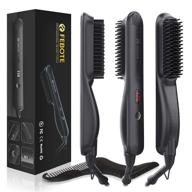 🧔 febote deluxe beard straightener for men: ionic heated beard brush with lcd, 5 temperature settings, anti-scald feature - complete beard kit with shaping tool & travel bag, black logo