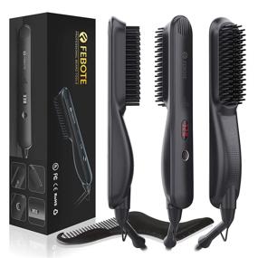 img 4 attached to 🧔 FEBOTE Deluxe Beard Straightener for Men: Ionic Heated Beard Brush with LCD, 5 Temperature Settings, Anti-Scald Feature - Complete Beard Kit with Shaping Tool & Travel Bag, Black