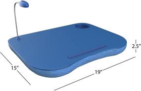img 3 attached to 🔵 Blue Portable Laptop Lap Desk with Foam Filled Fleece Cushion, LED Desk Light, and Cup Holder - Ideal for Homework, Drawing, Reading, and More by Lavish Home