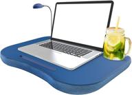 🔵 blue portable laptop lap desk with foam filled fleece cushion, led desk light, and cup holder - ideal for homework, drawing, reading, and more by lavish home logo