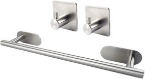 img 4 attached to 🛀 Versatile M V VOIMAKAS Self Adhesive Towel Rack Set – Space-saving 304 Stainless Steel Brushed Nickel Kitchen Towel Bar for Bathroom, Glass Ceramic Tile Wall Mounted 15.7in
