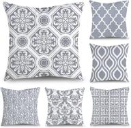 suwimut 6 pack throw pillow covers: modern 18x18 inches decorative cushion cases for bedroom, sofa, chair car - grey and white collection логотип