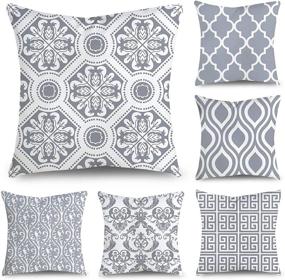 img 4 attached to Suwimut 6 Pack Throw Pillow Covers: Modern 18x18 Inches Decorative Cushion Cases for Bedroom, Sofa, Chair Car - Grey and White Collection