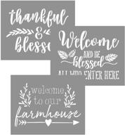 🌟 blessed welcome sign stencils kit - rustic farmhouse décor for inspirational floor, furniture, paper, window, glass door, wall sign painting, spraying crafts logo