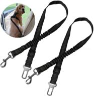 safe and convenient 2 pack dog seat belt with adjustable elastic harness for pet safety in cars logo