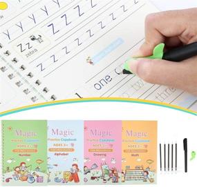 img 4 attached to 📚 Gigilli Magic Practice Copybook For Kids - Reusable Magic Calligraphy Tracing Handwriting Copybook Set - English Version Writing Practice Book for Children (Includes 4 Books and 1 Pen)