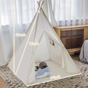 img 1 attached to 🏕️ Teepee Playhouse with Vibrant Feather Designs for Outdoor Entertainment