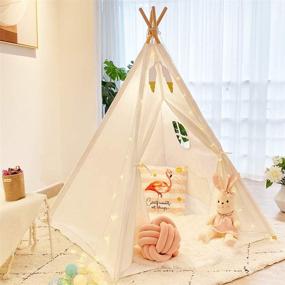 img 2 attached to 🏕️ Teepee Playhouse with Vibrant Feather Designs for Outdoor Entertainment