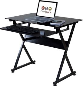 img 4 attached to 💻 Black Ultramodern Glass Computer Desk by OneSpace