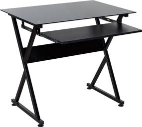 img 3 attached to 💻 Black Ultramodern Glass Computer Desk by OneSpace
