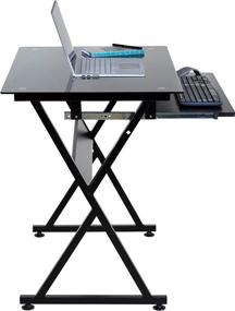 img 2 attached to 💻 Black Ultramodern Glass Computer Desk by OneSpace