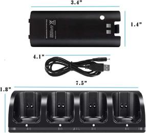 img 1 attached to 🔋 Wii Remote Controller Charger: 4 Port Dock Station with 2800mAh Rechargeable Batteries - Includes 4 Pcs and Black Color