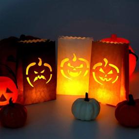img 2 attached to 🎃 36 Halloween Luminary Bags - Jack-o'-Lantern Pumpkin Silhouette Paper Bags