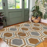 🚪 vaukki indoor doormat entryway door rug, non slip absorbent mud trapper mats, low-profile inside floor mats, geometric soft machine washable large rugs door carpet for entryway - beige (32"x48") логотип